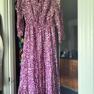 Elegant Pink Patterned Women Maxi dress